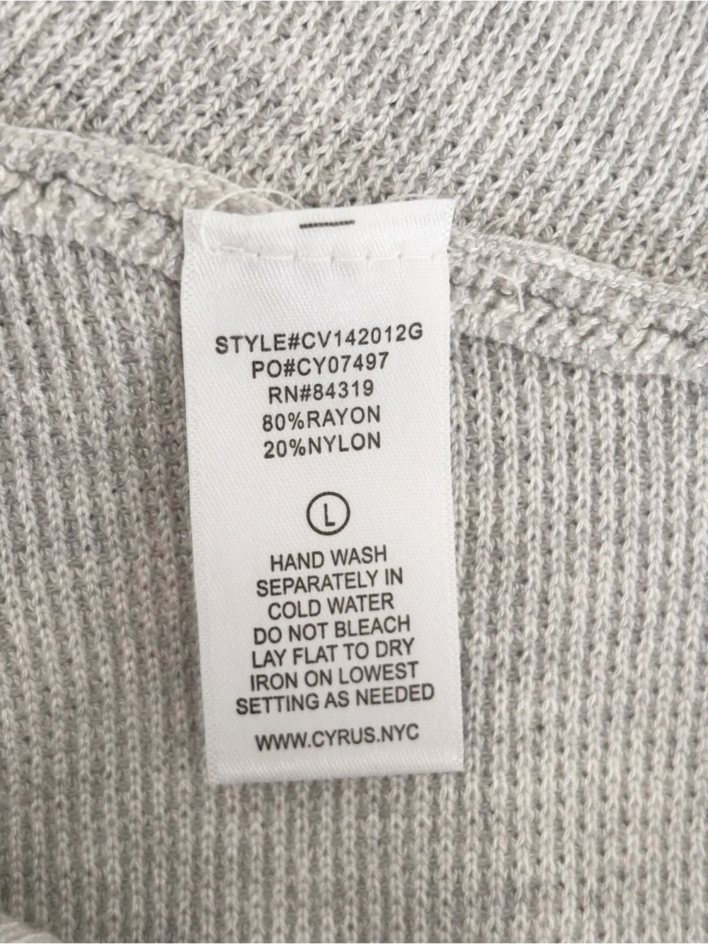 CYRUS Dolman Sleeve Baby Waffle Knit Sweater Sz L NWT